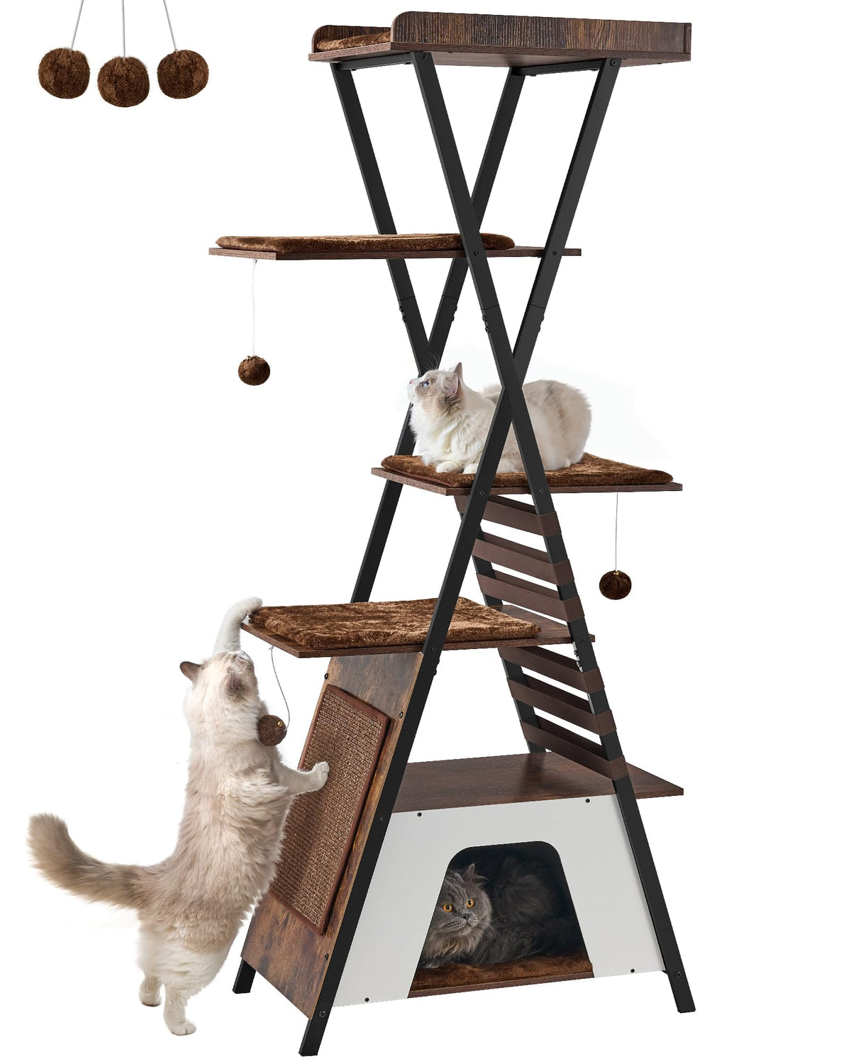FourFurPets 72.4-inch cat tower top perch offers a cozy resting spot for indoor cats