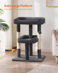 FourFurPets cat tree base and pillars deliver sturdy stability for curious climbers.