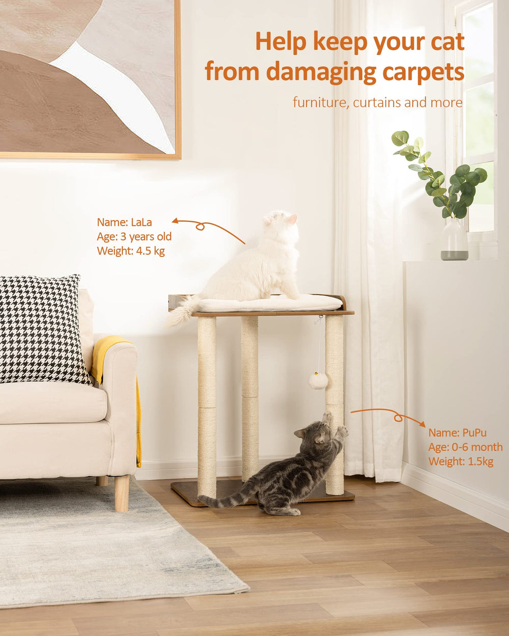 fourfurpets cat tree full sisal posts encourage scratching and play