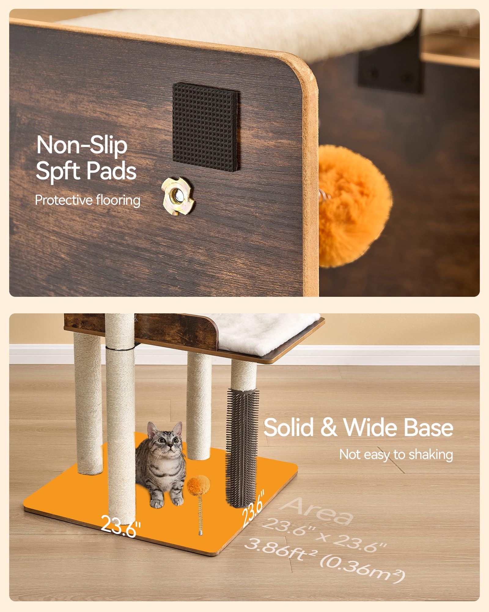 FourFurPets large perch offers elevated resting spot for relaxed cats