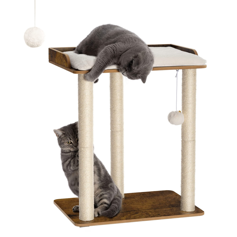 fourfurpets cat tree large platform plush lounging area