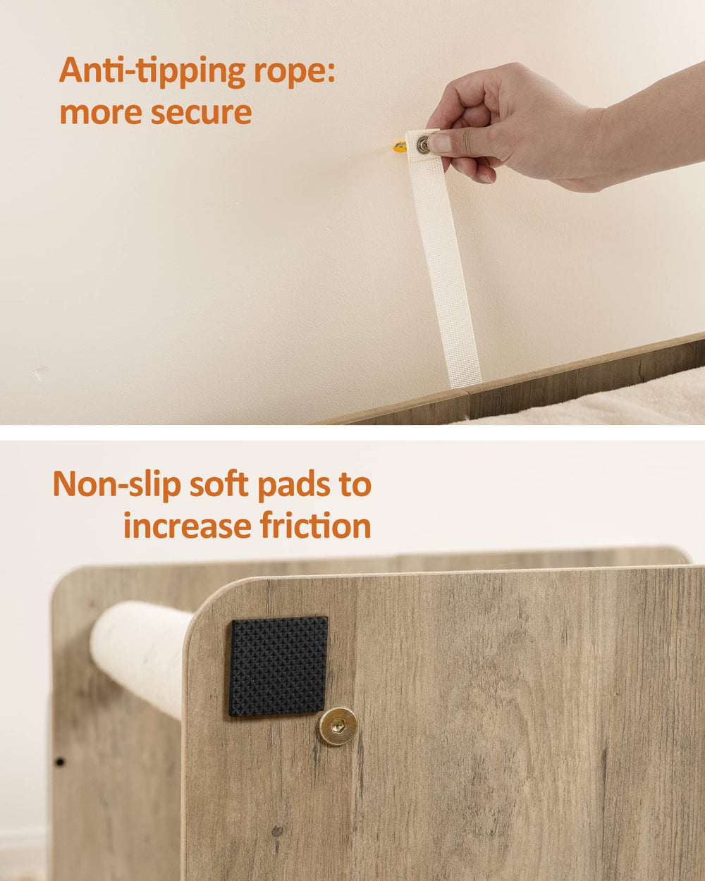 FourFurPets cat-tree-non-slip-mats reduce wobble on slick floors.