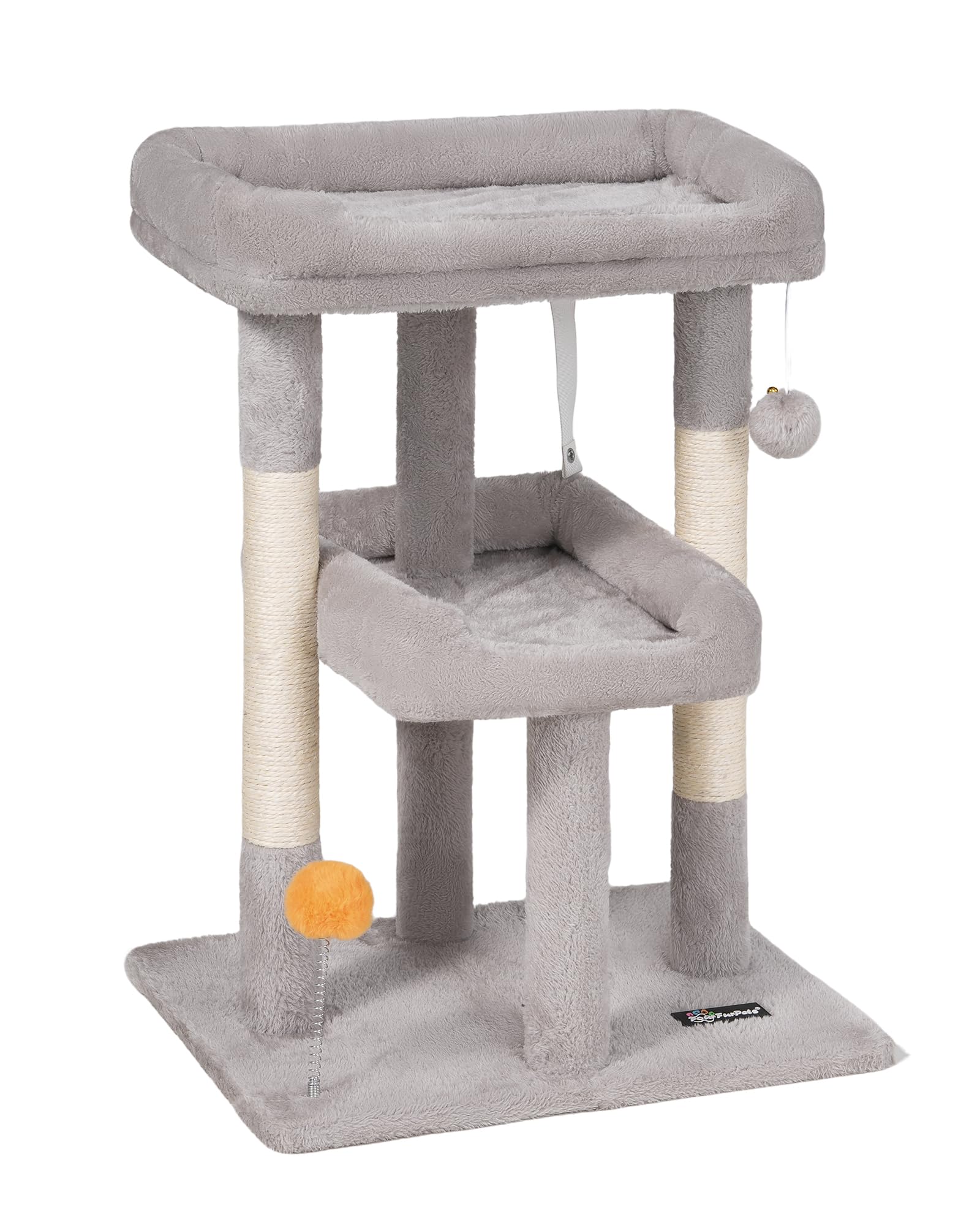 FourFurPets cat tree perch level-1 offers elevated viewing and cozy resting spot.