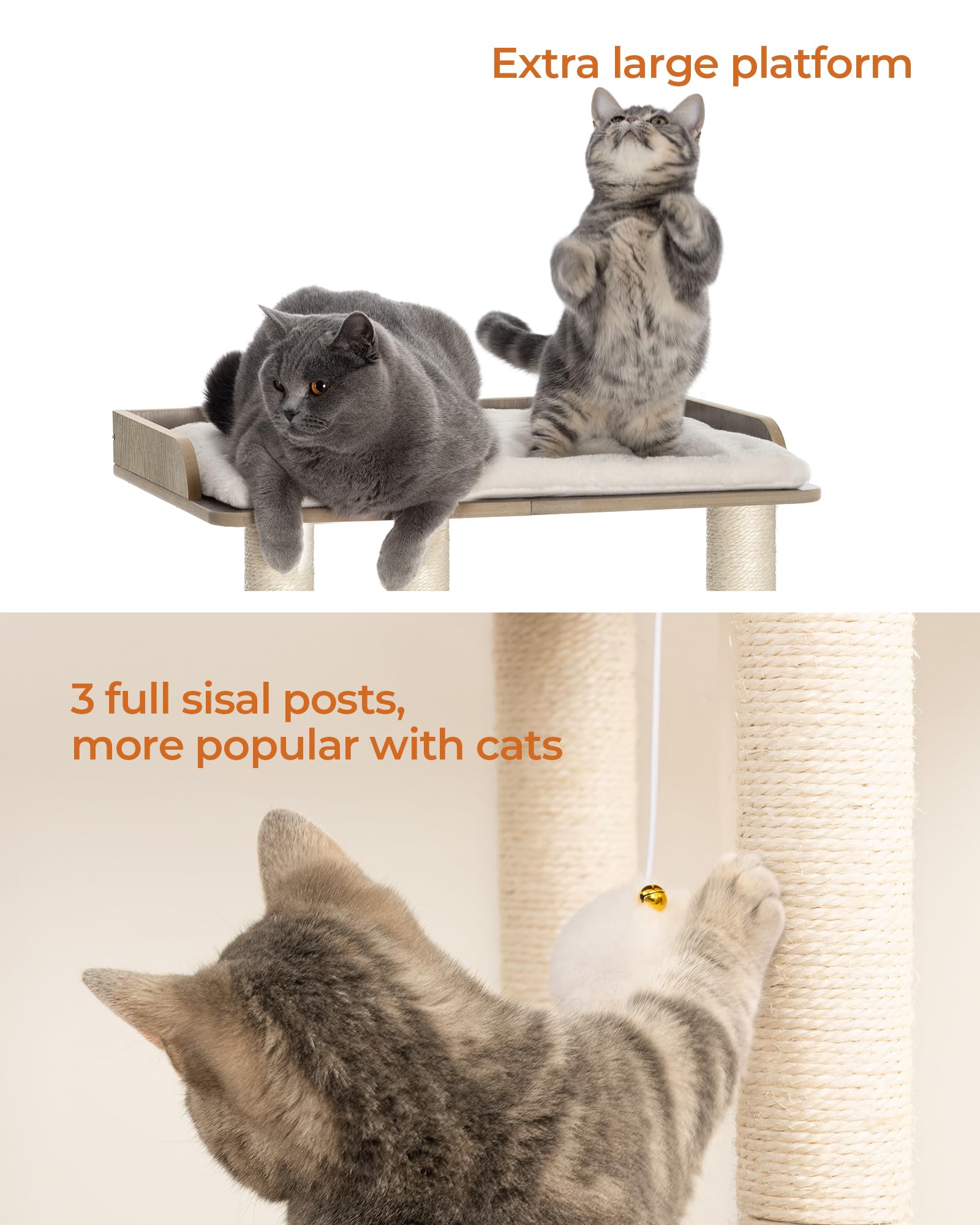 FourFurPets cat tree removable cushions for easy cleaning after play