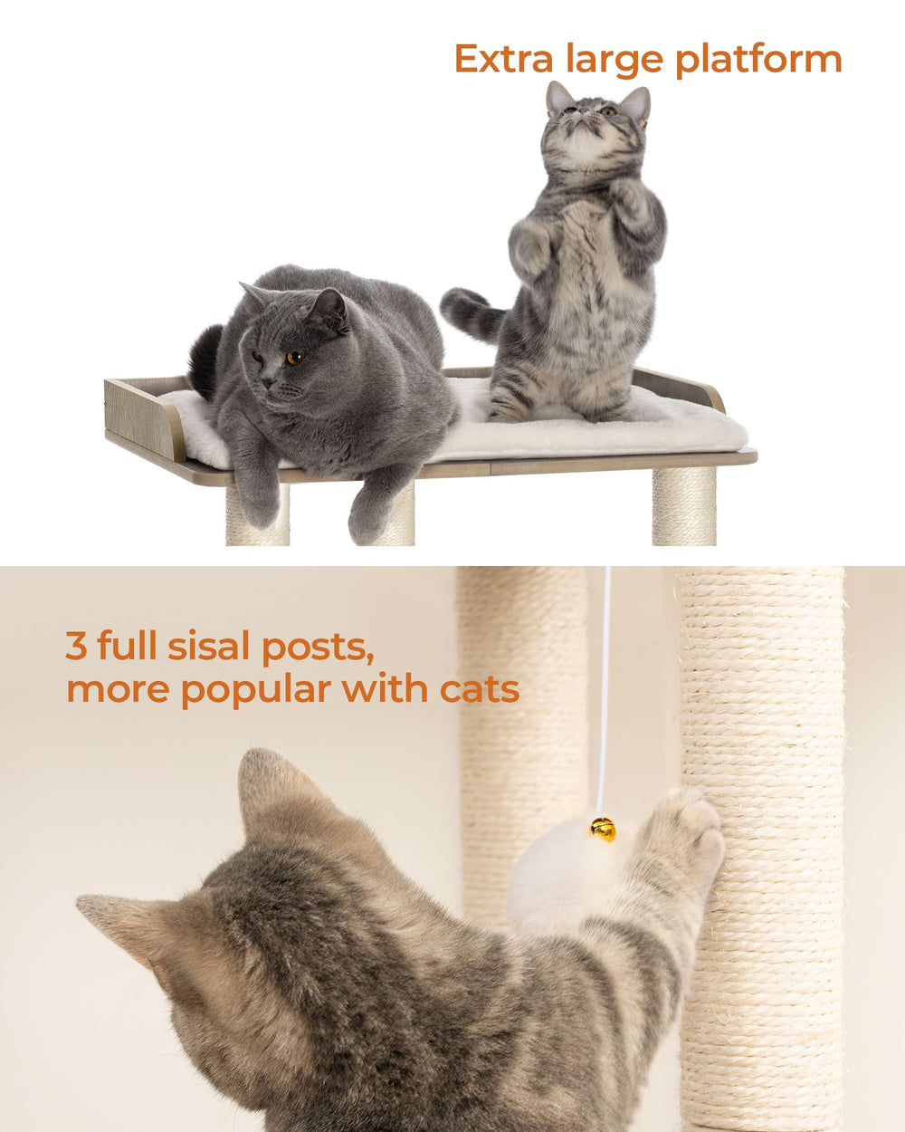 FourFurPets cat tree removable cushions for easy cleaning after play