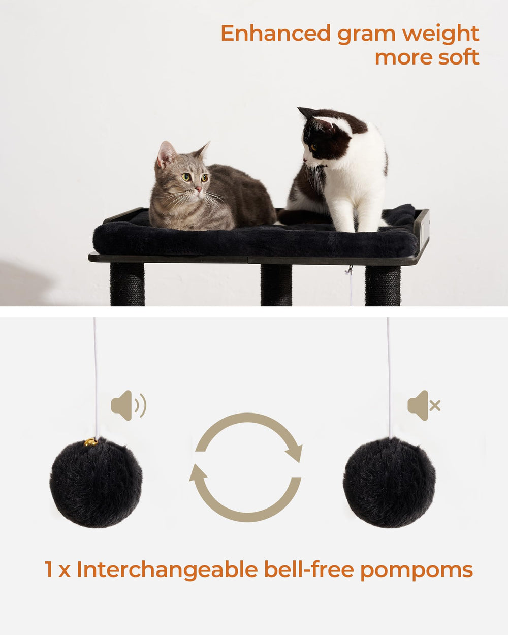 FourFurPets cat tree removable cushions simplify cleaning and maintenance.