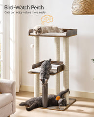 FourFurPets cat tree three 40-inch scratching posts encourage scratching and exercise