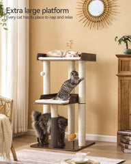 FourFurPets cat tree self-groomer provides gentle massage and refreshes the coat