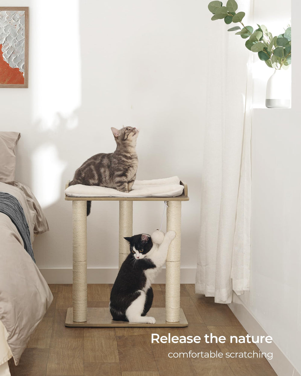 FourFurPets cat tree three sisal posts 19.7in for scratching and exercise