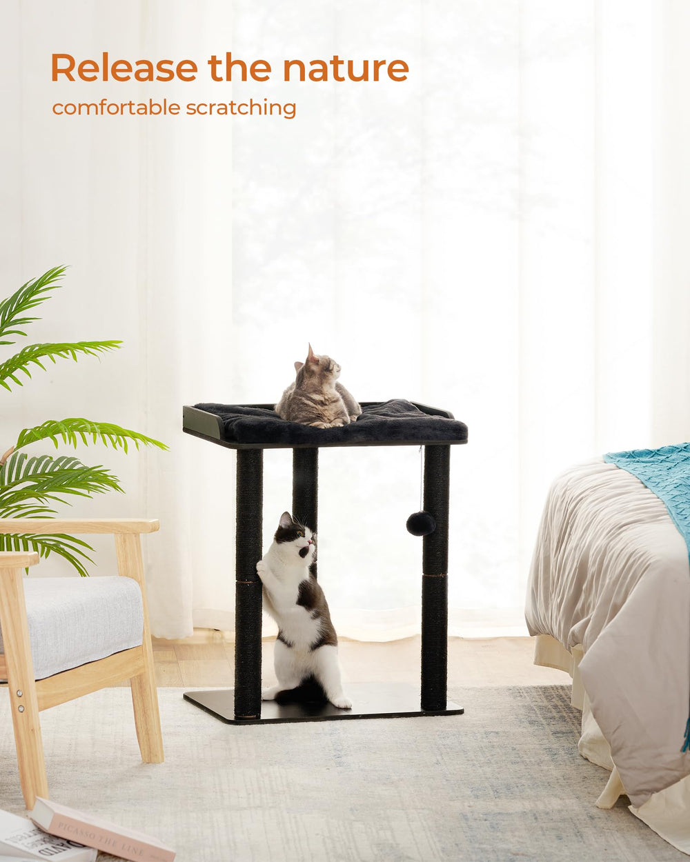 FourFurPets cat tree sisal posts 23-6 inches promote satisfying scratching.
