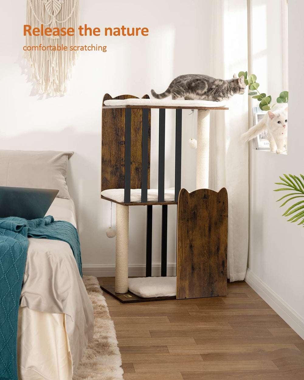 FourFurPets two sisal posts invite scratching while protecting furniture from wear.