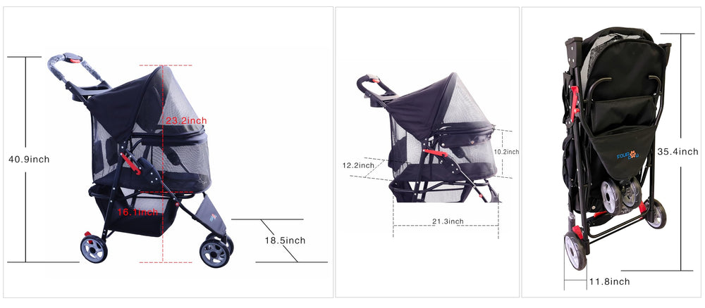 FOURPAW 360-degree wheels enable easy steering for smooth city strolls.