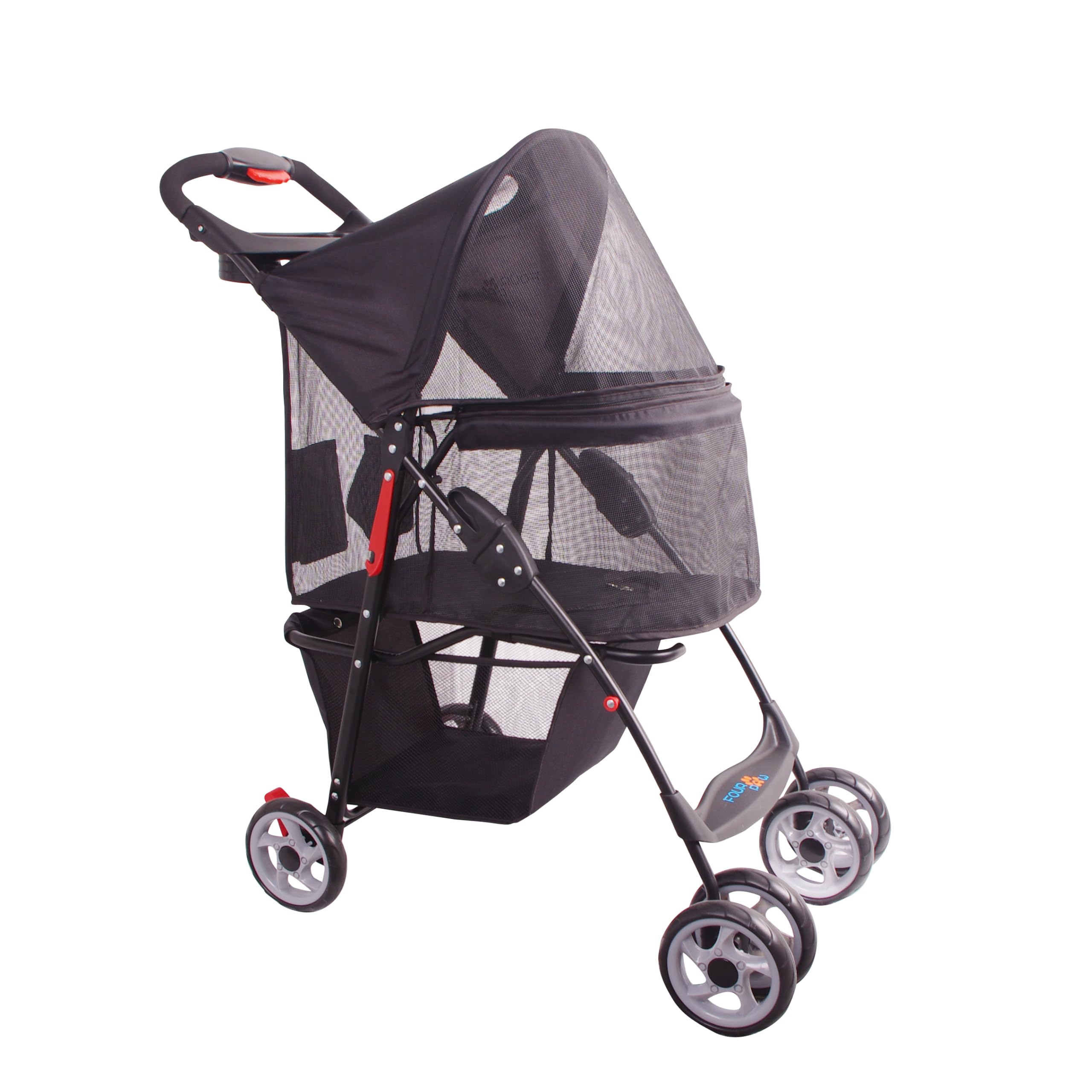 FOURPAW full-window stroller pet visibility mesh image highlights airy comfort for pets