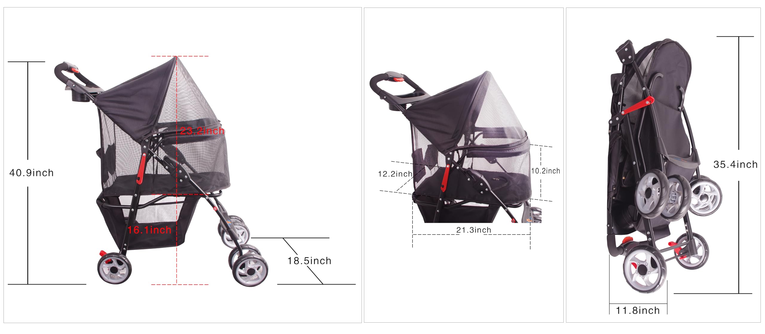 FOURPAW full-window stroller side view emphasizes easy maneuverability for city walking