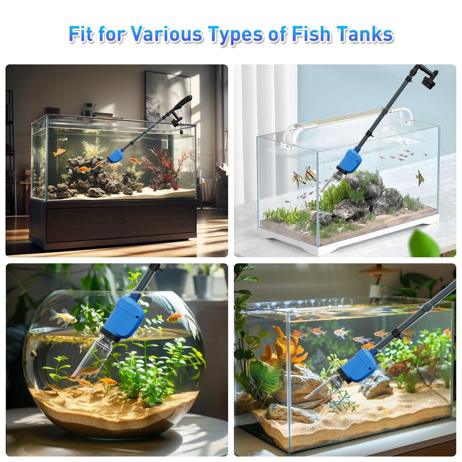 FOUSIUTIM 6-in-1 adjustable pole extended demonstrates versatile fit for various tank sizes.