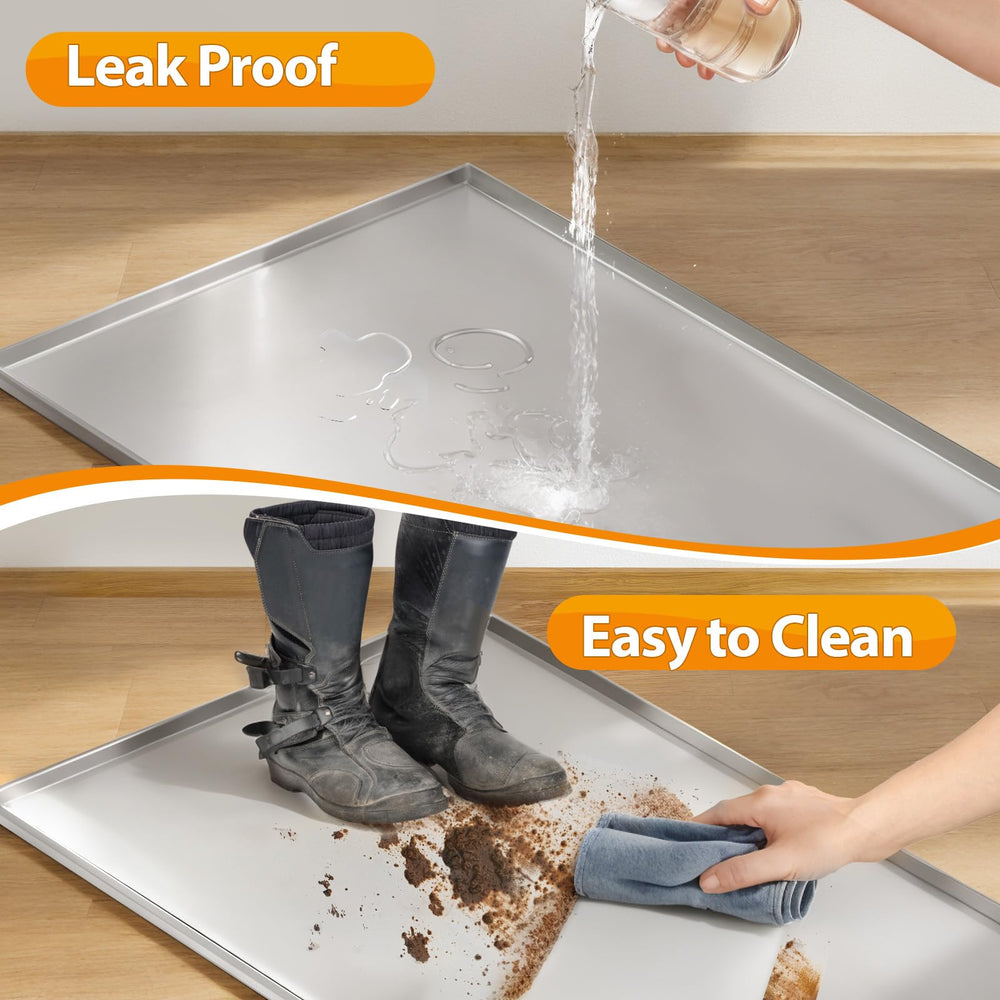 Fovima crate pan leak-protection image emphasizes leak-resistant design and easy cleaning.