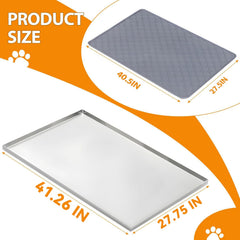 Fovima crate pan stainless steel top view highlights large dimensions for spacious crate setup.