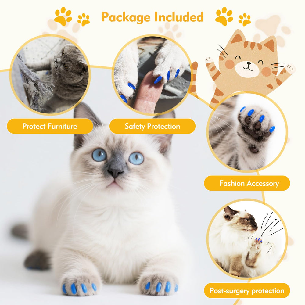 FOVKO cat-nail-caps-on-cat shows paw-friendly protection against furniture scratches