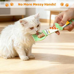 FOVKO Cat Treat Spoon Squeeze green for easy squeeze of wet food