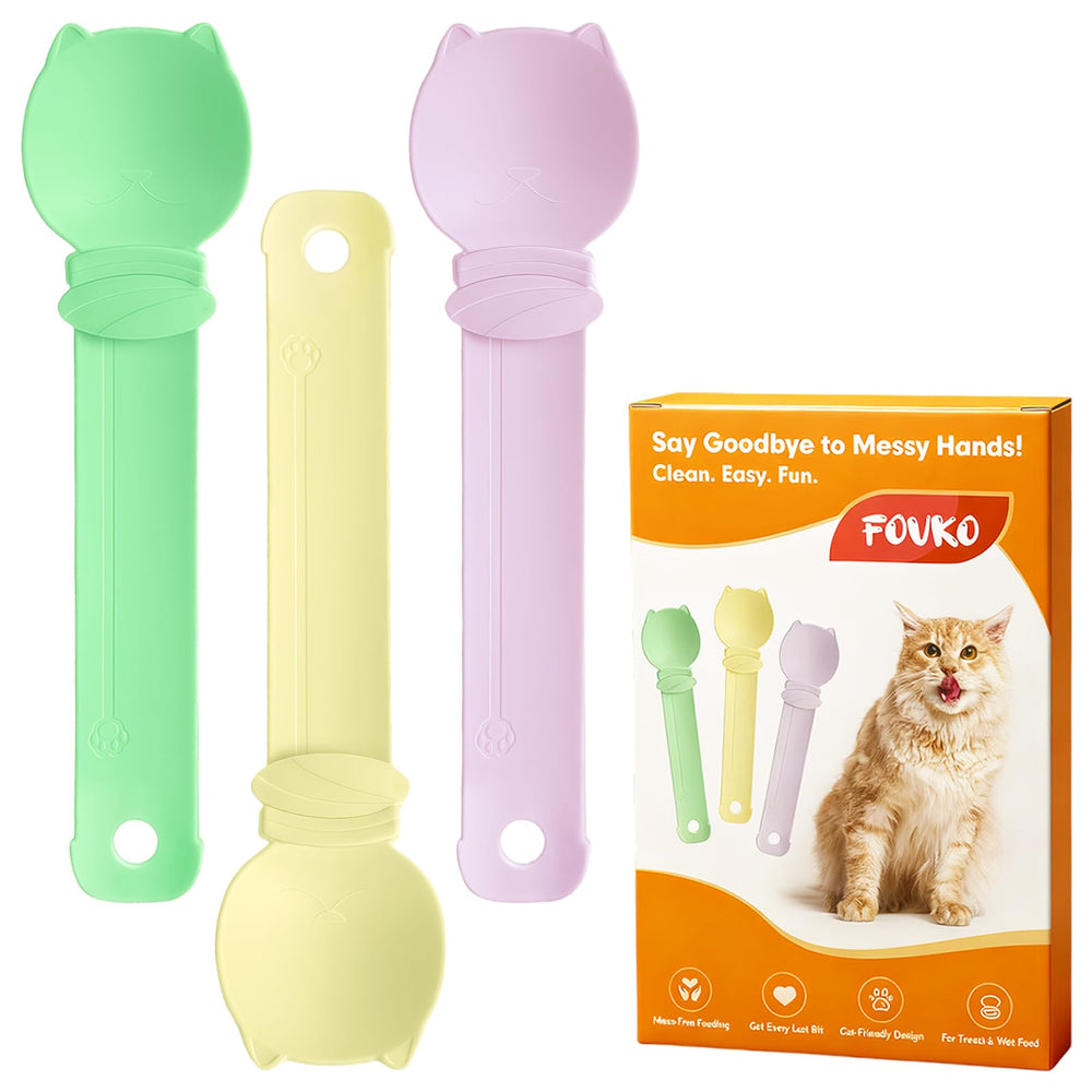 FOVKO Cat Treat Spoon Squeeze yellow for mess-free feeding and portion control