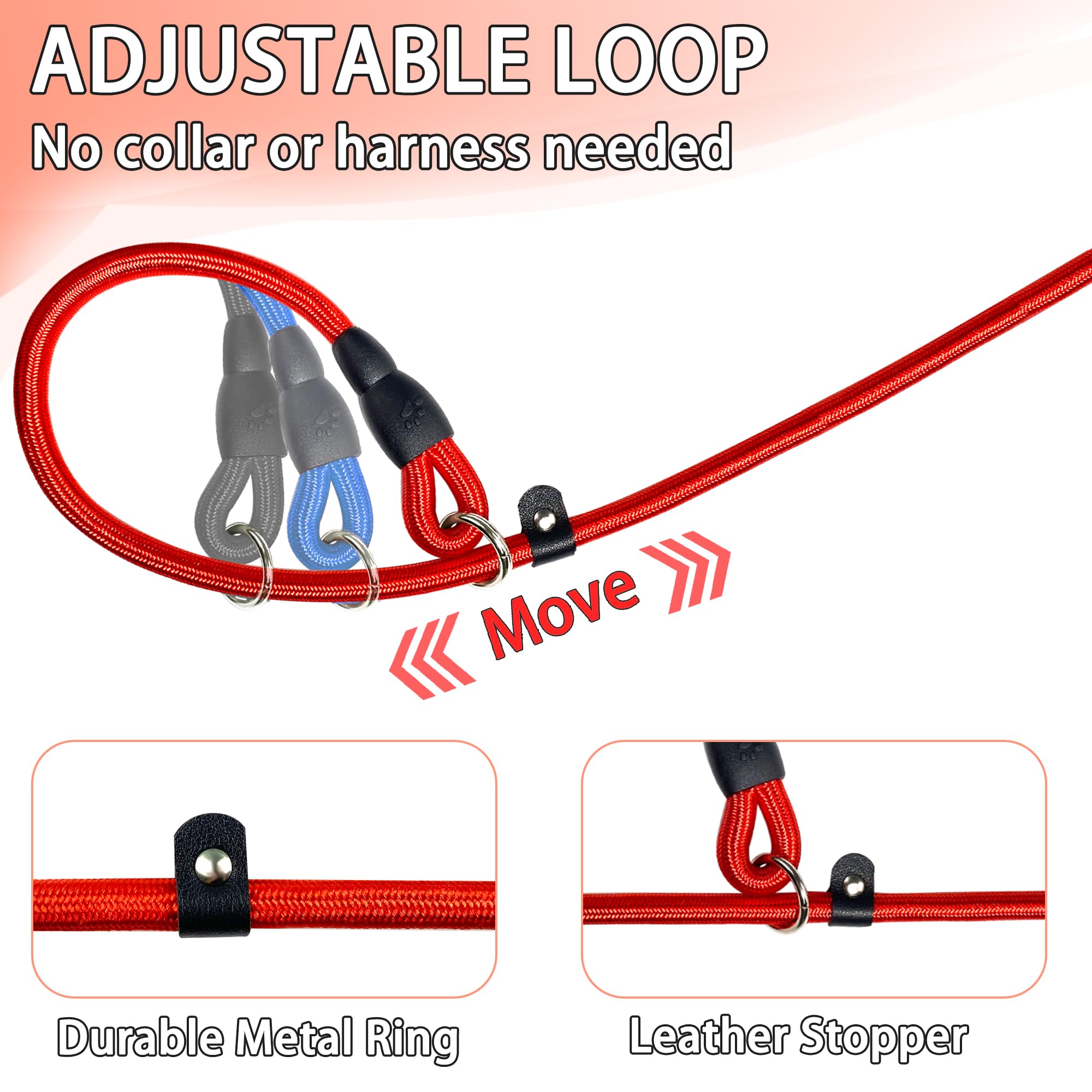 FOVRLZSE slip lead 1.4m length for relaxed handling on walks
