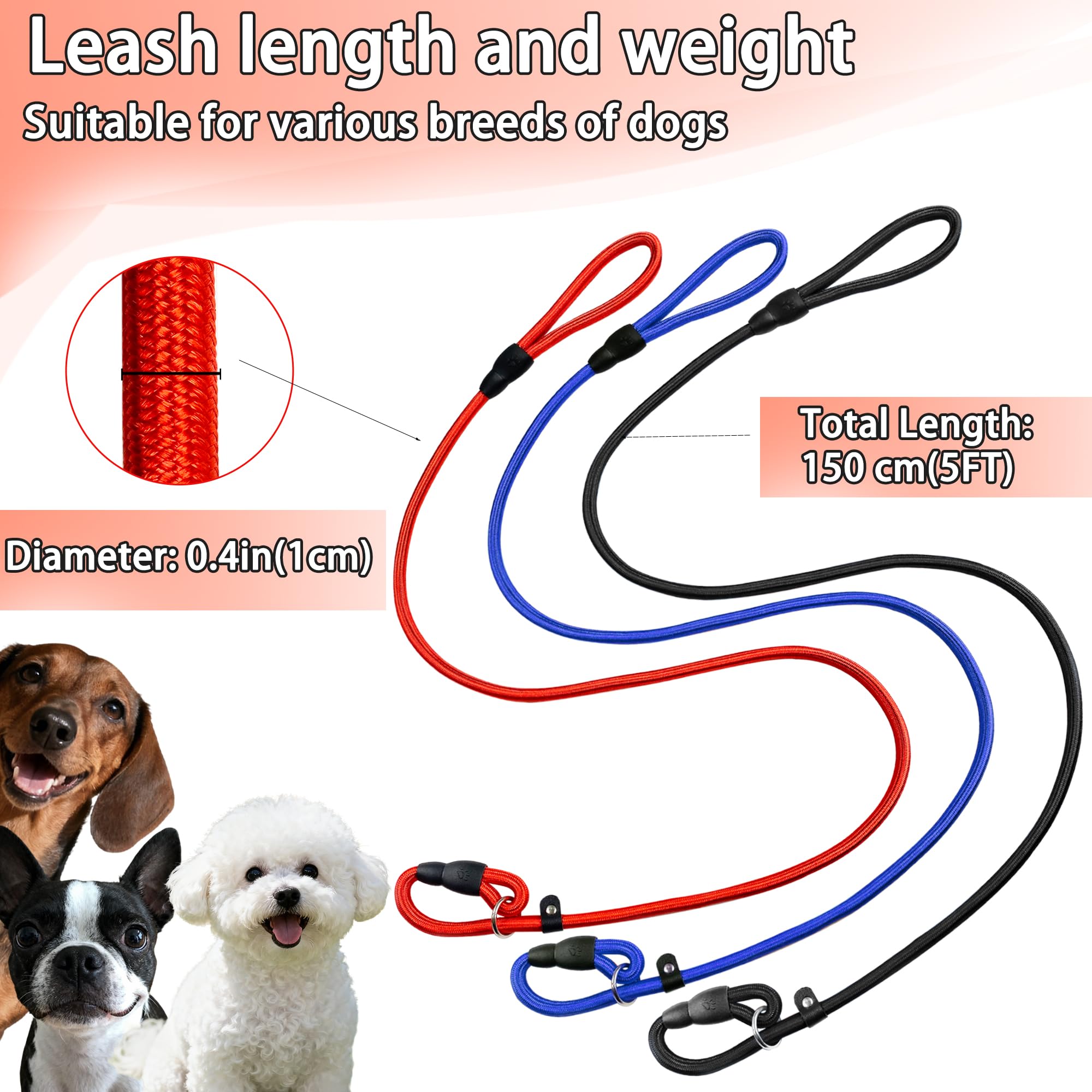FOVRLZSE 3-pack slip lead in black designed for durable daily use