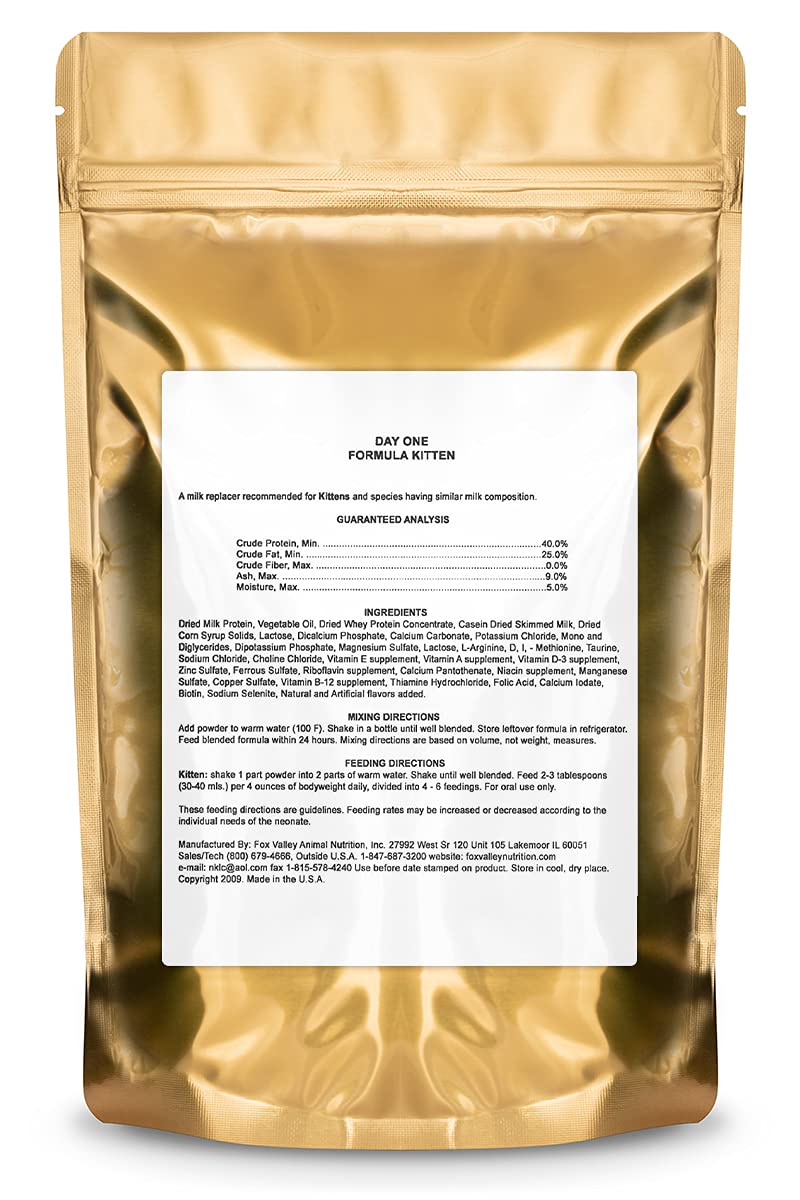 Fox Valley Day-One Kitten Formula being poured, supports healthy development during feeding