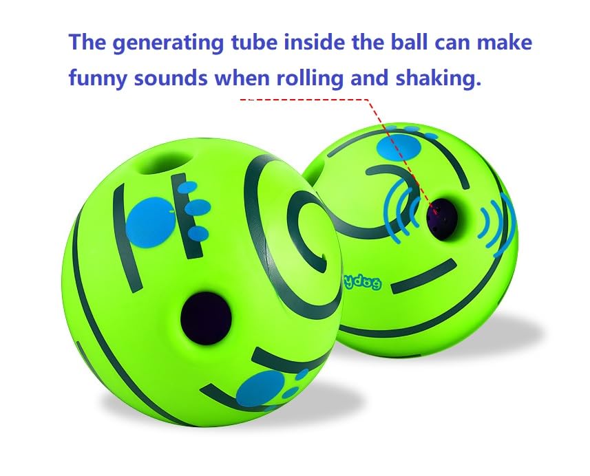 FOXHOLE Wobble Giggle Ball inside shows sound tubes engaging dogs.