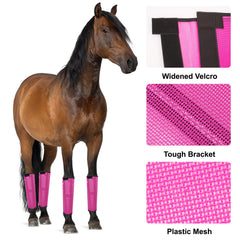 FOXLVDA horse fly boots pink large mesh detail highlights airflow around legs.