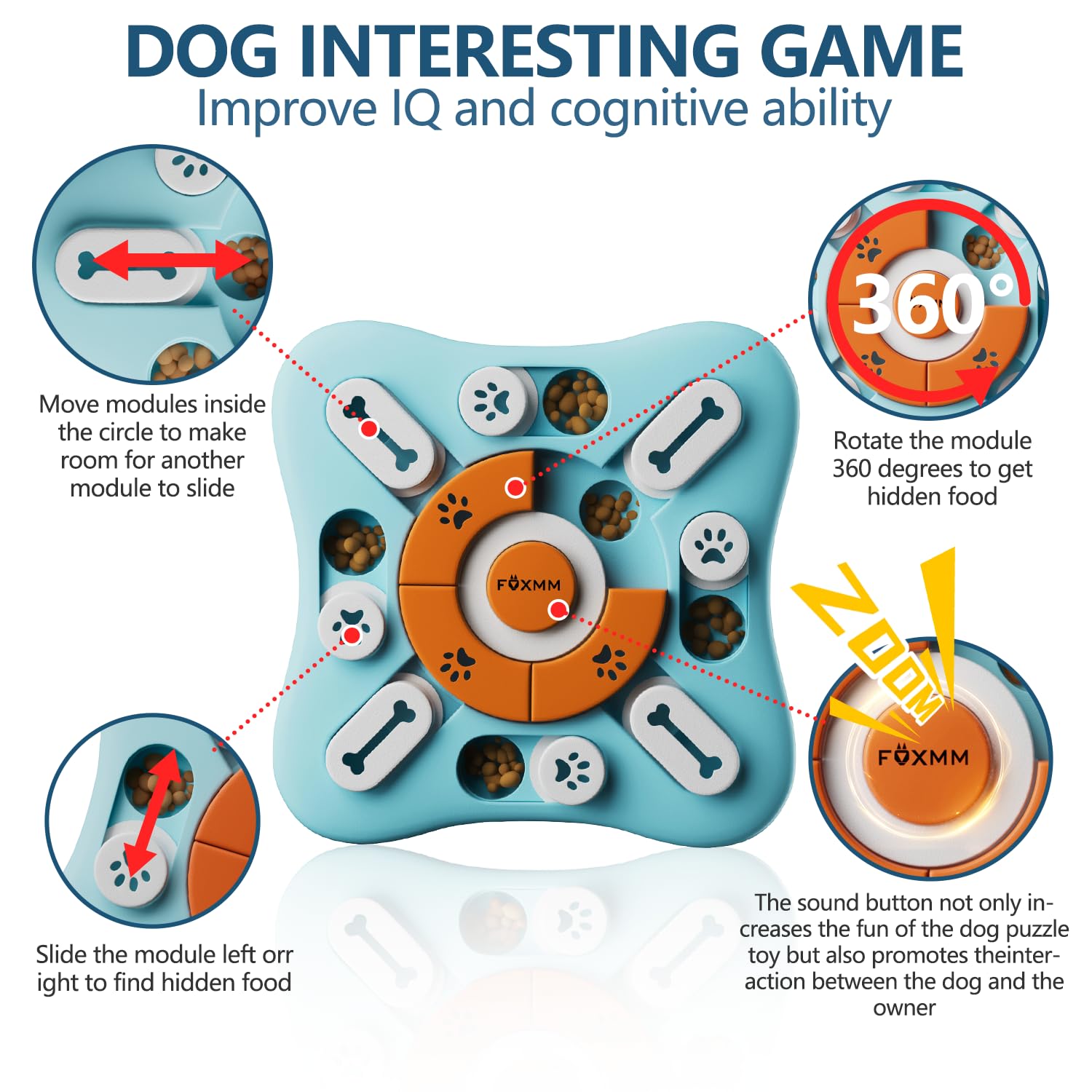 FOXMM entrenamiento mental para perro promoviendo la resolución de problemas durante el juego.