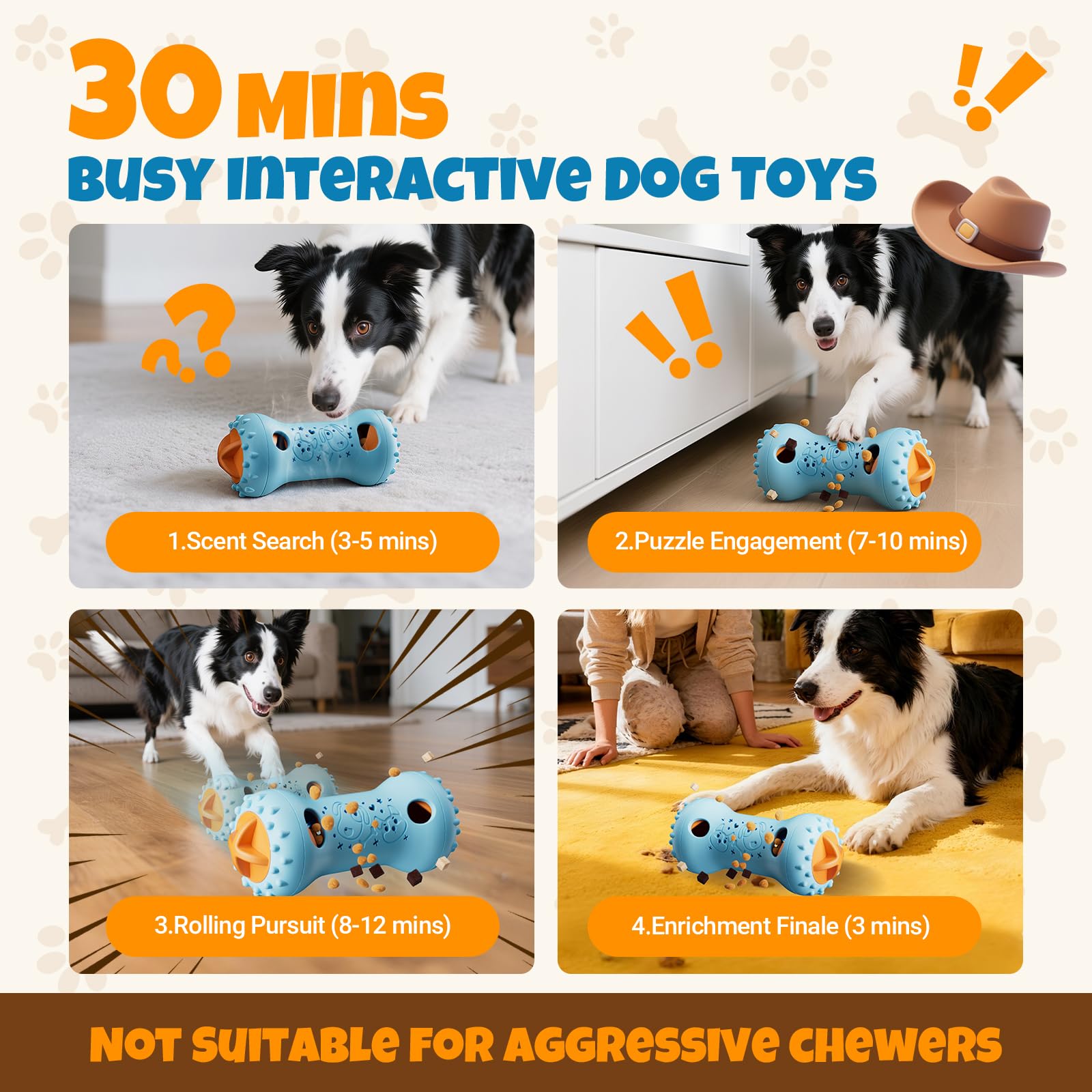 FOXMM puzzle dog toy 4-in-1 shows scent holes and treat challenges for smart dogs