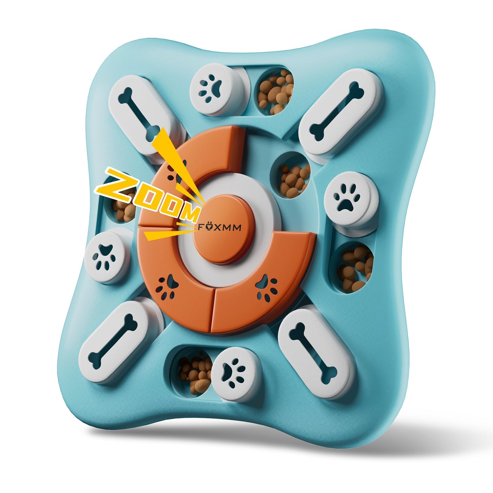 FOXMM rompecabezas interactivo para perros que mantiene la mente activa y fomenta la exploración de alimentos.