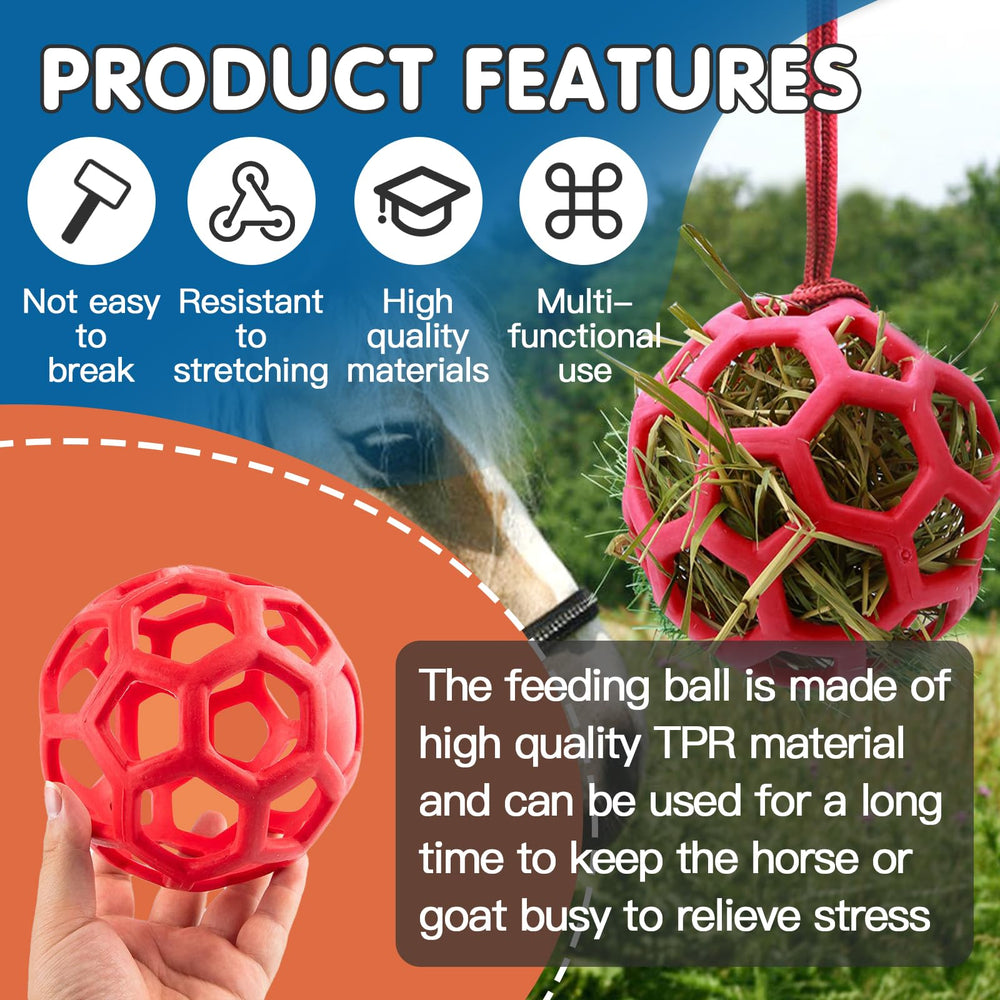Foycow hay ball for goats provides a hanging toy to prevent boredom.