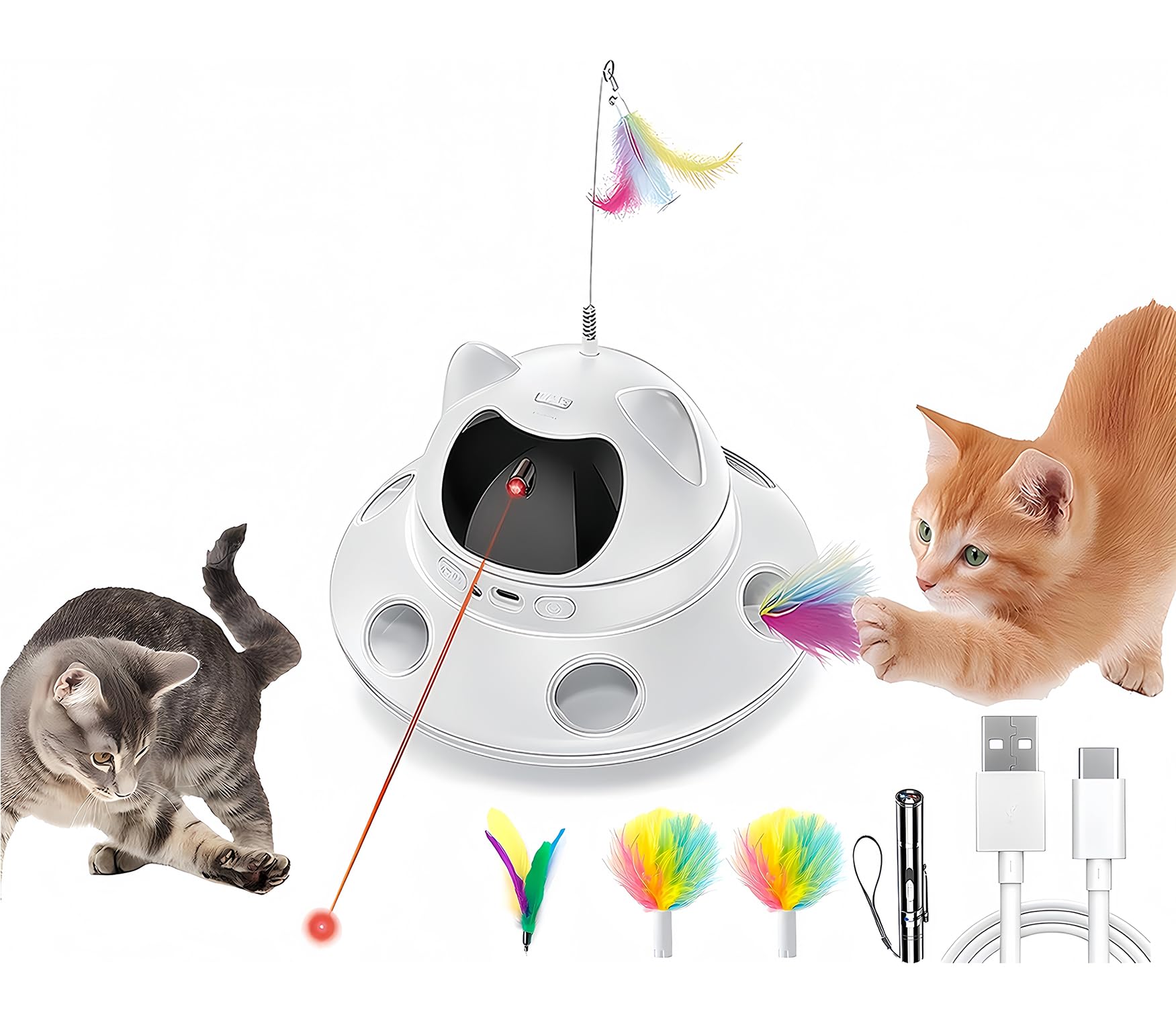 Foyoilait 3in1 cat laser toy main view boosts indoor play and hunting instinct.