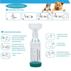 Free-space inhaler spacer includes two masks for a precise fit on different cats.