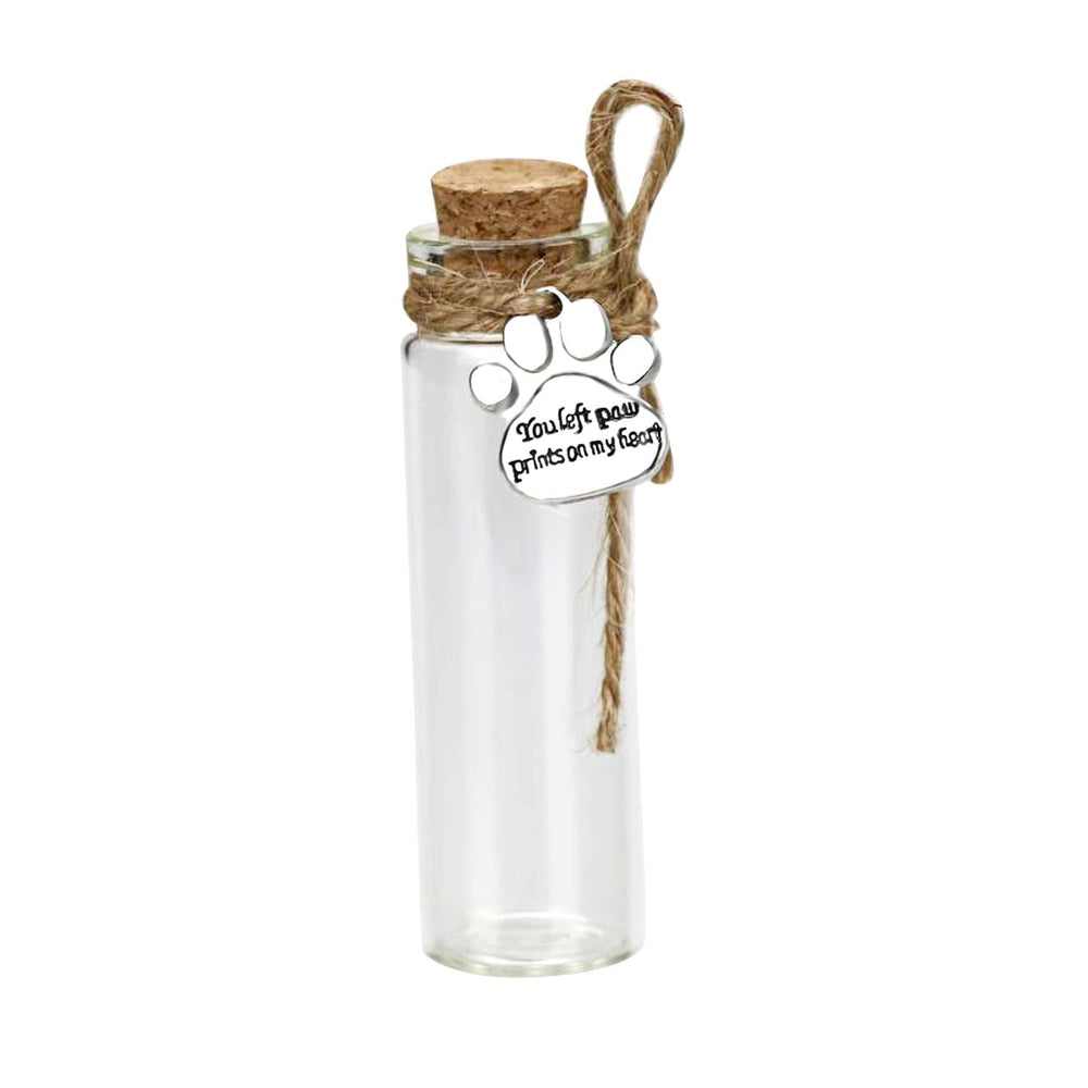 Free-Space pet hair memorial bottle with paw engraving for a cherished memory keepsake.