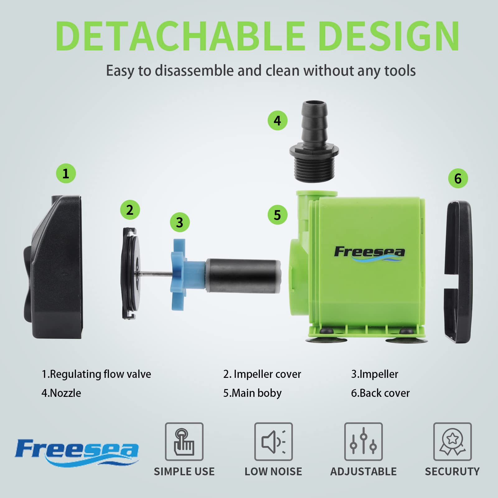 FREESEA three-nozzle kit provides varied fountain patterns for gardens.