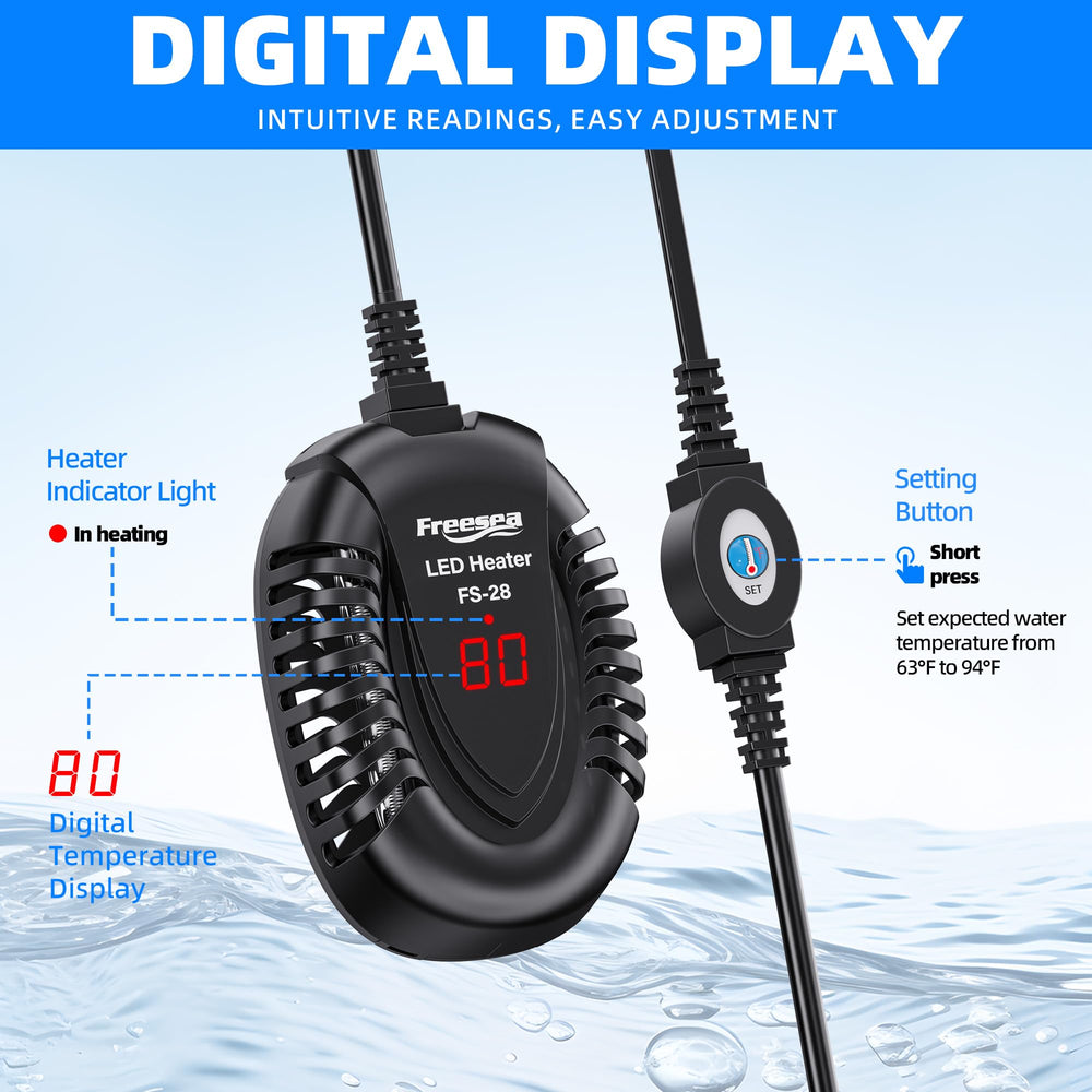 FREESEA 75W small submersible heater fits 5-15 gallon tanks