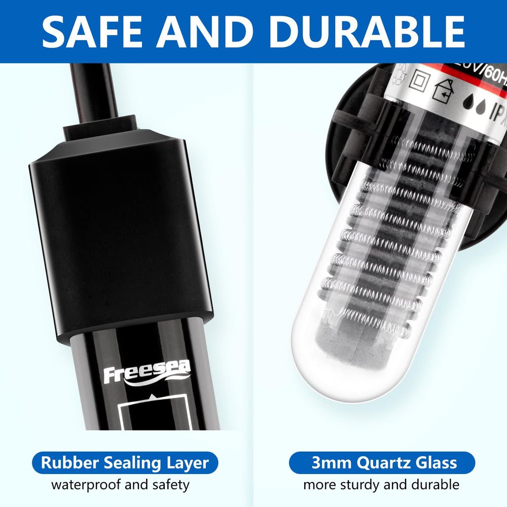 FREESEA aquarium heater LED indicator shows heating status for easy monitoring