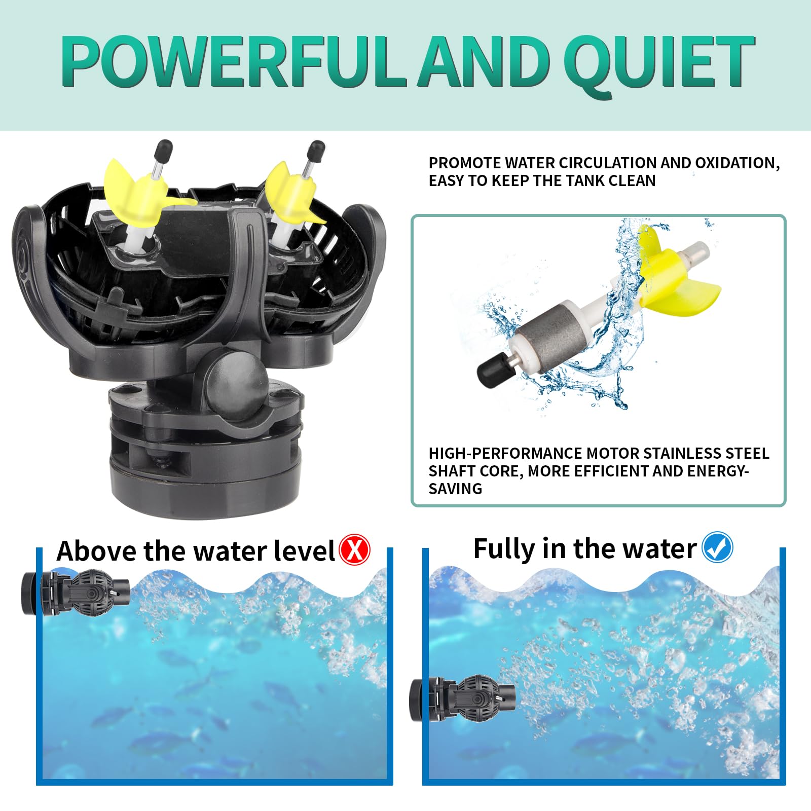 Freesea dual-head pump provides stronger circulation and flexible flow patterns.