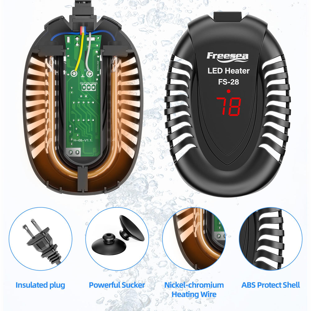 FREESEA 75W heater compatible with freshwater and saltwater tanks
