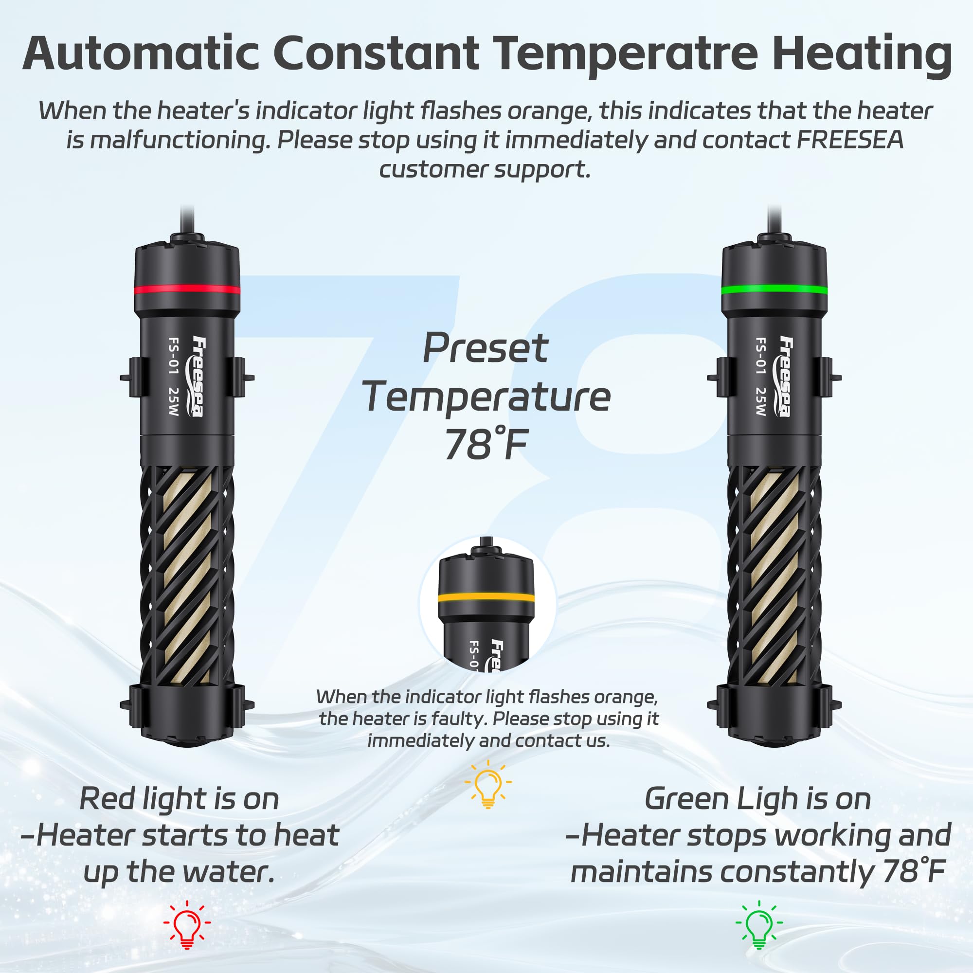 FREESEA 78f-thermostat maintains stable temperature in 1-5 gallon aquariums