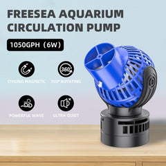 FreeSea pump head 360-degree adjustable directs flow for natural water motion.