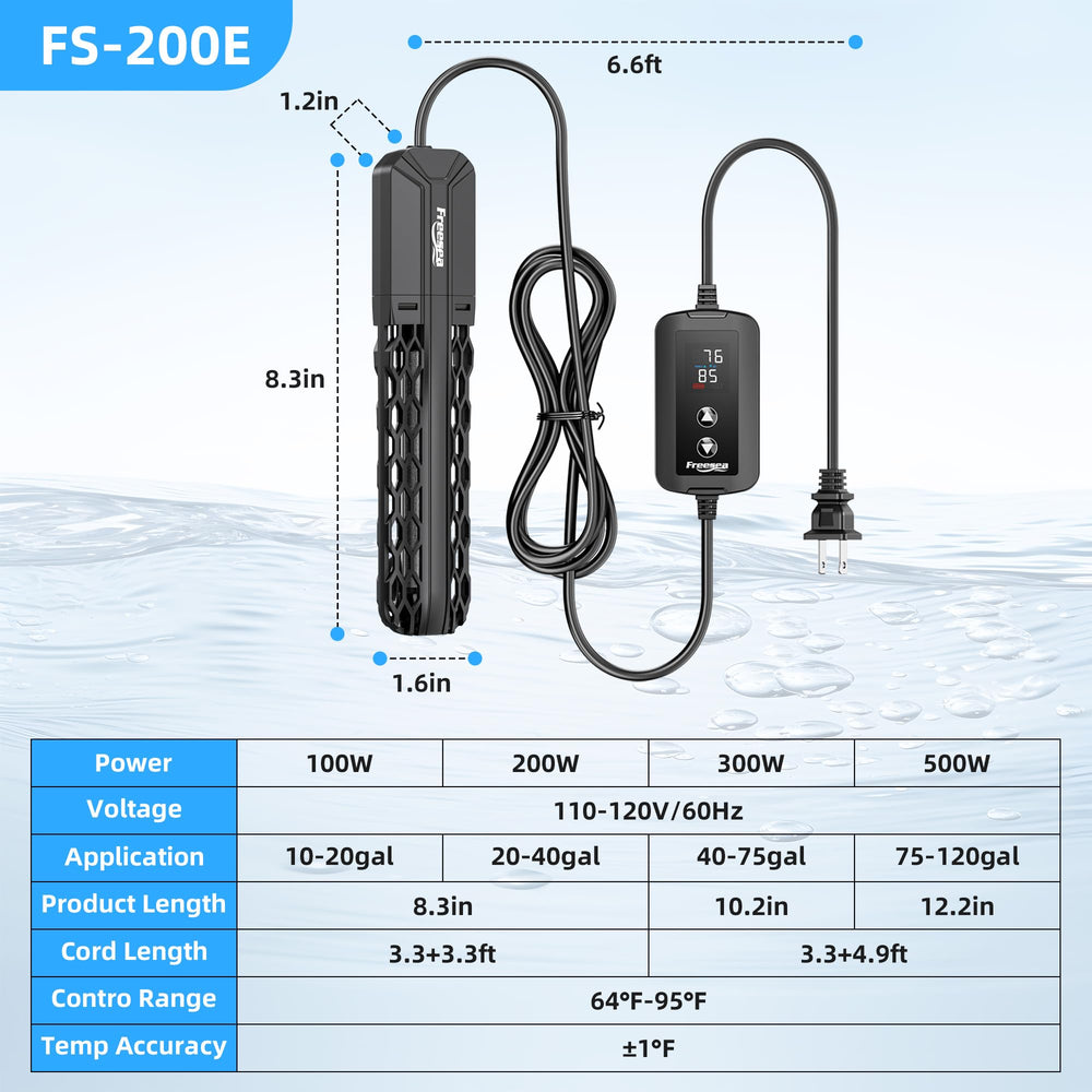 FREESEA heater with long 6.6-foot cord for flexible placement