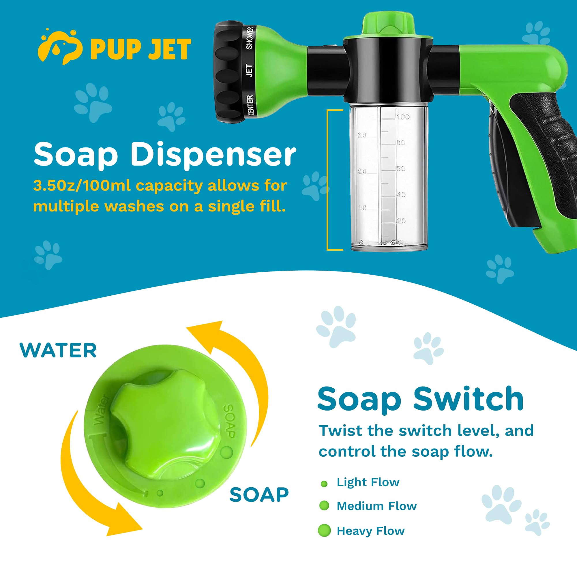 freeze2trim Pup Jet flat-spray provides broad coverage for quick full-body rinses