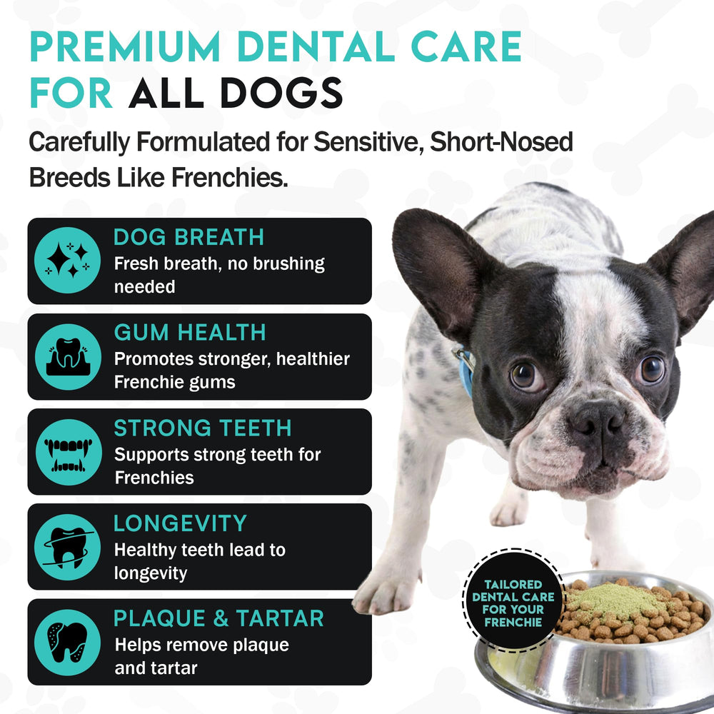 Frenchies vs Everybody breath-powder-scoop enables quick odor control at meals.