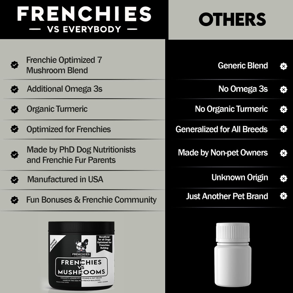 Frenchies vs Everybody immune-defense bottle highlights vet-inspired immune support