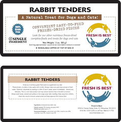 Fresh Is Best freeze-dried rabbit tenders close-up highlighting crunchy texture.