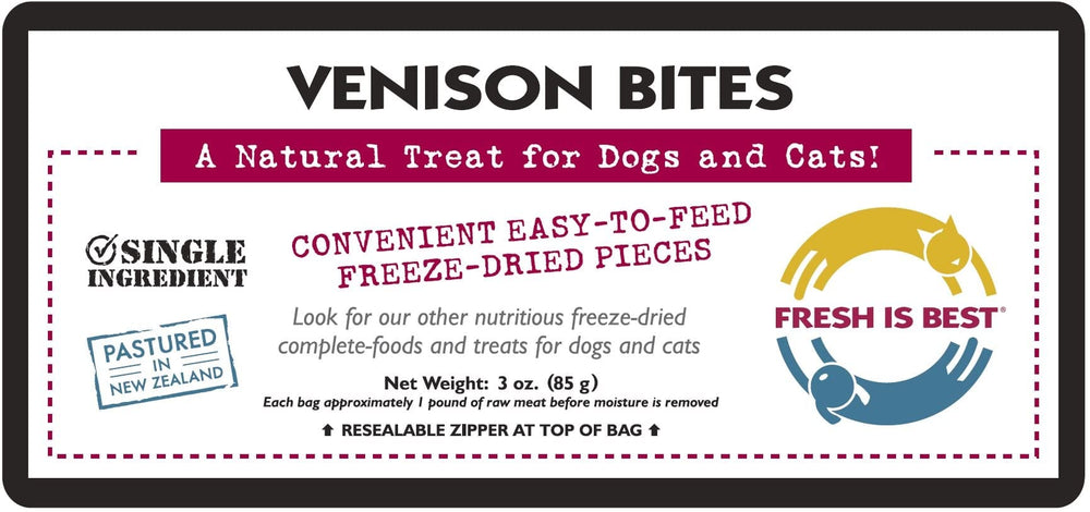 Fresh Is Best Made in USA Venison Bites spotlight Wisconsin production and quality.