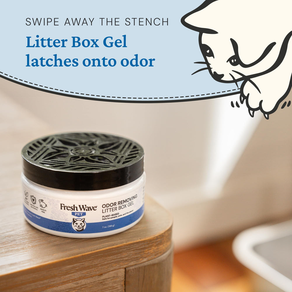 Fresh Wave 7oz pack after use reveals cleaner air around your cat's space.